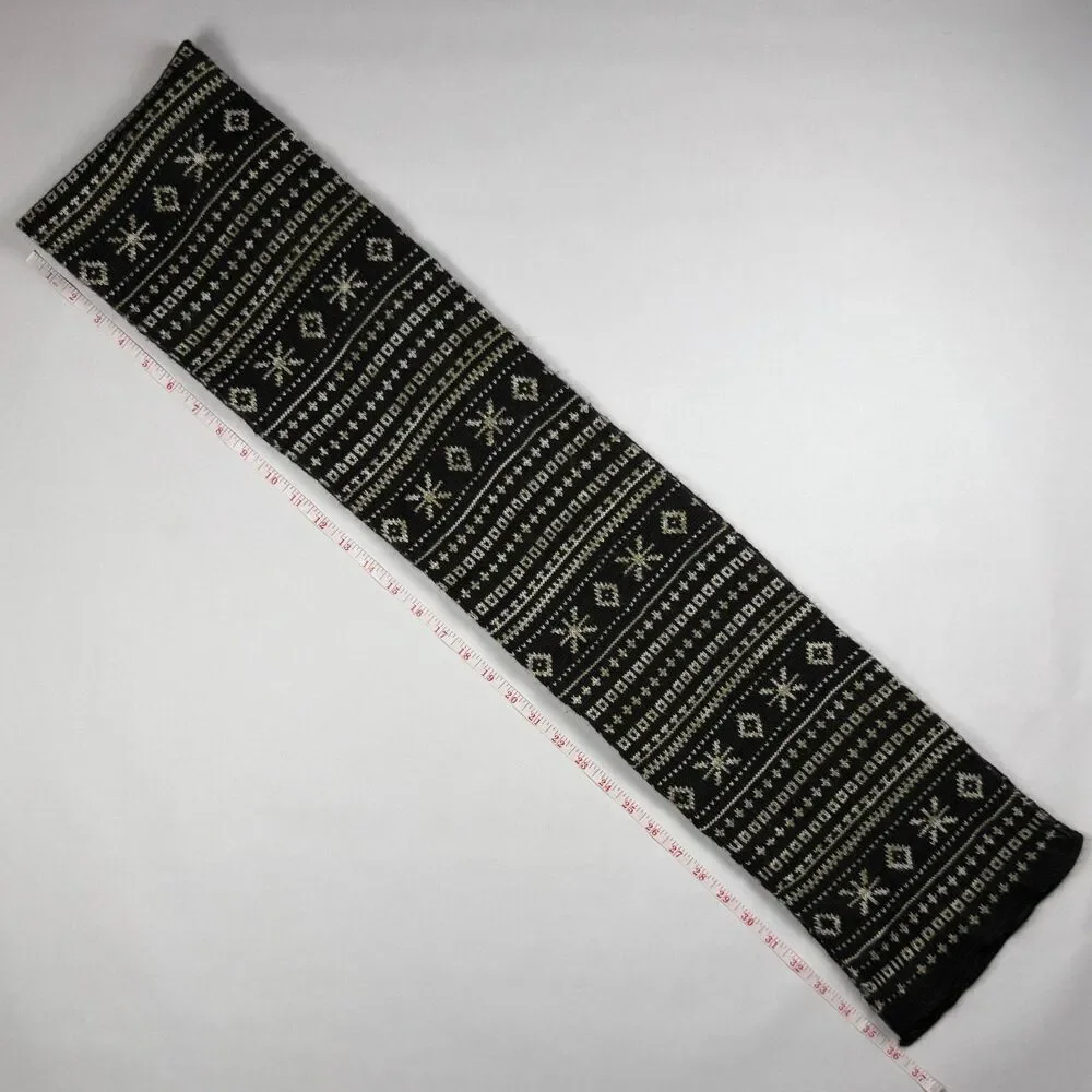 Bohemian Black and White Patterned Muffler Scarf Long 72 Inch